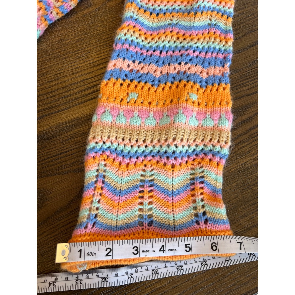 Princess Polly Mini Dress Polyester Open Knit Crochet Boho Orange Multi US 6 - Picture 8 of 9